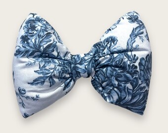 french blue toile de jouy hair bow