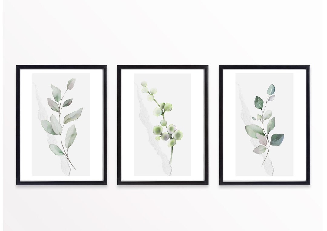 Botanical Leaf Prints, Trio of Contemporary Leaf Prints, A4 Set of ...
