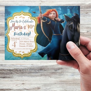 Prinzessin Merida BRAVE BIRTHDAY Merida Bearbeitbare Party Einladung Kinderkarte Laden Benutzerdefinierte personalisierte Pdf & PNG Druck und Dankeskarte!