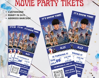 Appollo 10 1/2 Digital Invitation Movie Tickets Printable gift to watch the movie on the birthday party