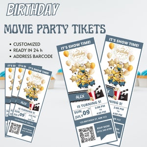 Minion Digitale Einladung Filmtickets Druckbares Geschenk zum Anschauen des Films auf der Geburtstagsparty