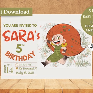Wolfwalkers  BIRTHDAY mebh  Editable Party Invitation Kids Card Invite Custom Personalized Pdf & PNG Print and Thank you Card!