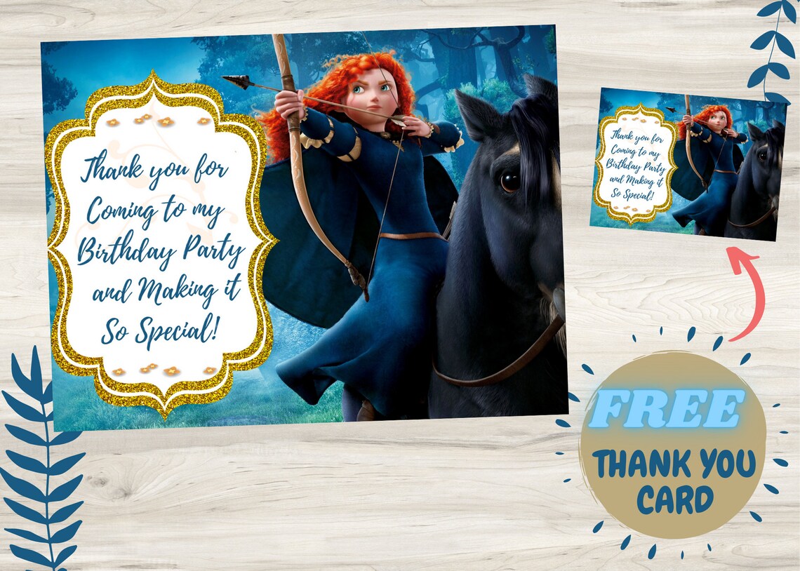 Princess Merida BRAVE BIRTHDAY Merida Editable Party Invitation Kids ...