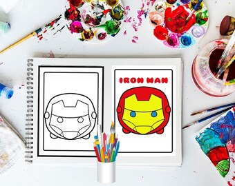 Tsum Tsum Iron Man Coloring Pages, Kids Birthday Gift (Printable PDF)
