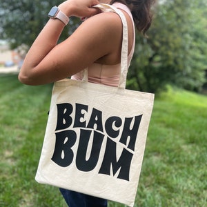 Beach Bum Canvas Tote Bags - MOM, Beach gift bag