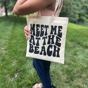 Meet me at the beach Canvas Tote Bags -  Gift bag