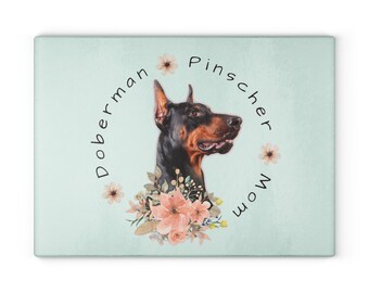 Doberman Pinscher maman | Planche à découper en verre