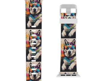 Husky iWatch Band, Husky Apple Watch Band 38 40 42 44mm, Husky Gift, Husky Watch Band, Husky Mom, Husky Apple Band, Husky Dog, Husky Design