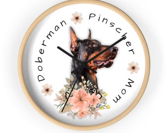 Doberman Pinscher maman | Horloge murale