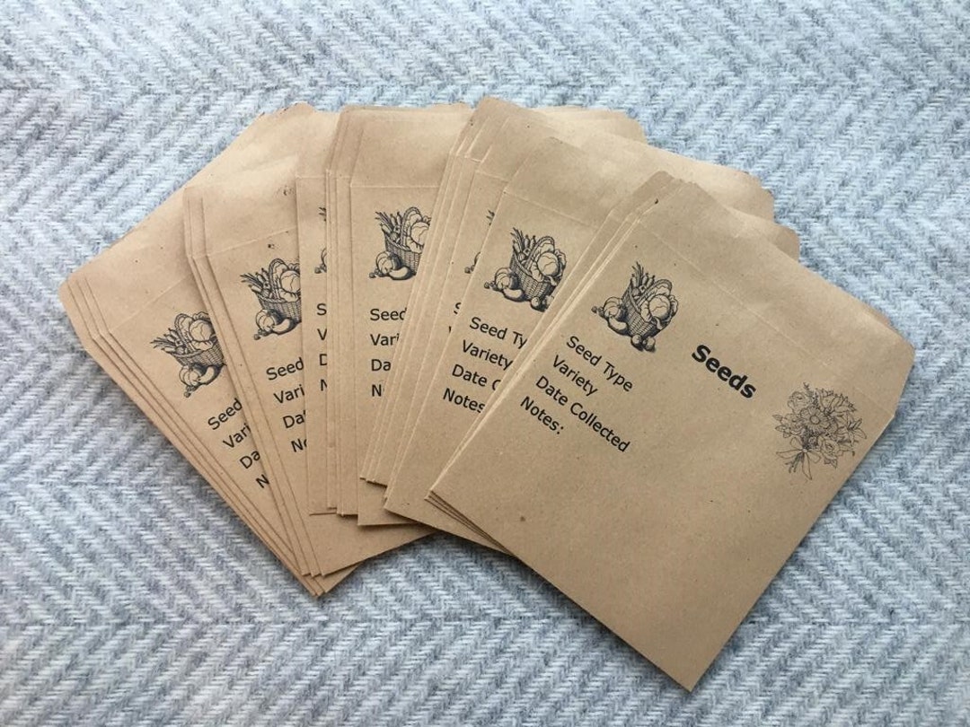 50 Printed Kraft Paper Seed Saving Envelope/packet. Fab Gift Idea for ...