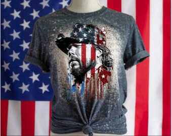 American Flag, Patriotic Bleached Tshirt