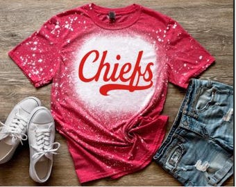 CHIEFS Football Heather Red Bleached Tshirt