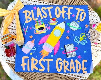Blast Off To Pre-K to Fifth Grader Back to School DTF Transfer Shirt Design, Back to School DTF, Student Teacher DTF