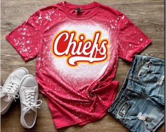 Chiefs Football KC Heather Red Bleached Tshirt