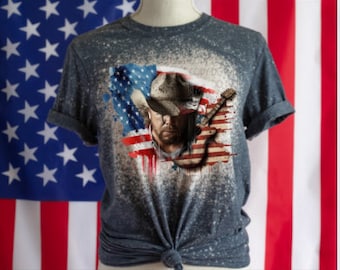 American Flag, Patriotic Bleached Tshirt