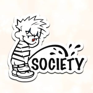 Calvin Peeing on Society Sticker