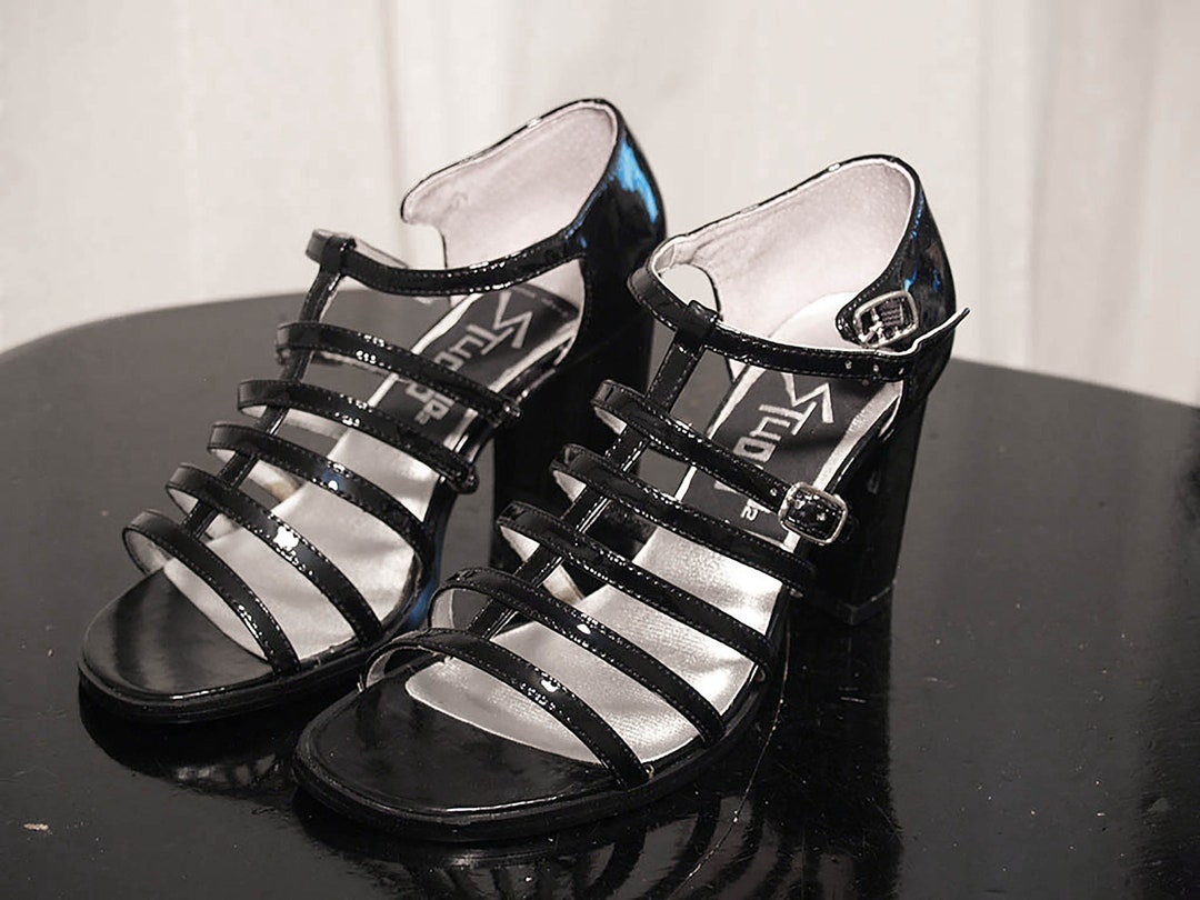 Vintage Studio HD2 Soho Black Patent Strappy Heels Size 6.5 - Etsy