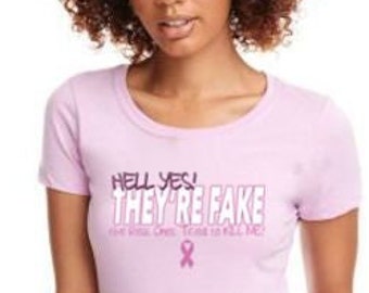 Vee / Crew Neck Shirt - YEAH They're FAKE CANCER - Adult