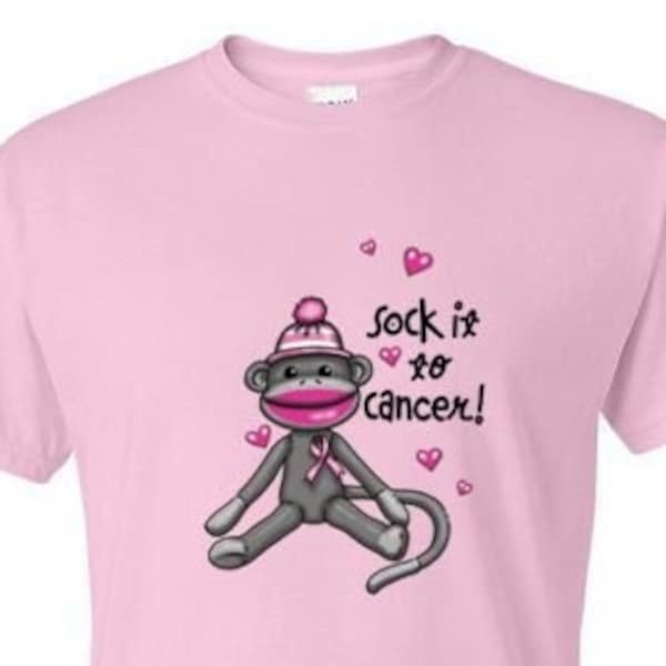 T-Shirt -  SOCK it to CANCER - heart puppet fun Adult