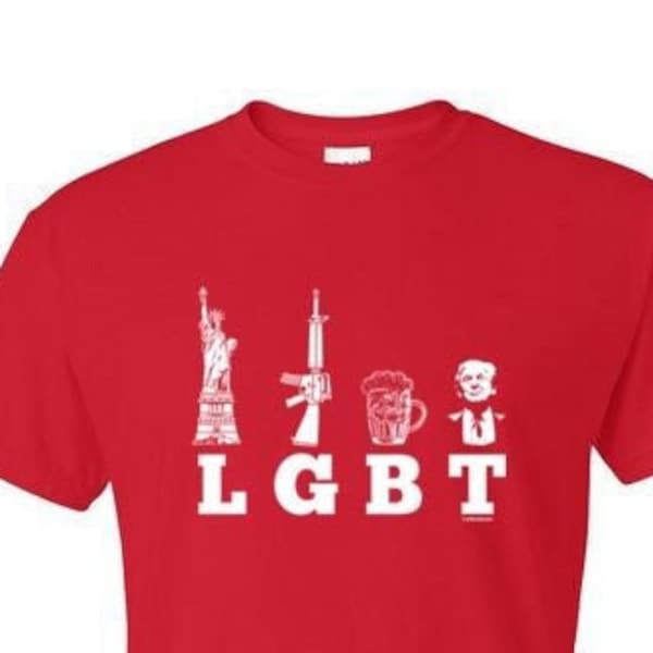 T-Shirt - LGBT Liberty Guns Beer and Trump - Adult