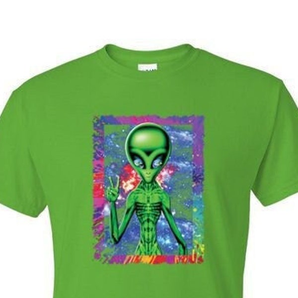 T-Shirt - Colorful Technicolor Peace ALIEN SPACE - NEON fun Animal Adult