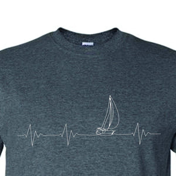 T-Shirt -  HEARTBEAT SAILBOAT - Sailing fun - Adult