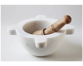 Marble mortar with wooden pestle