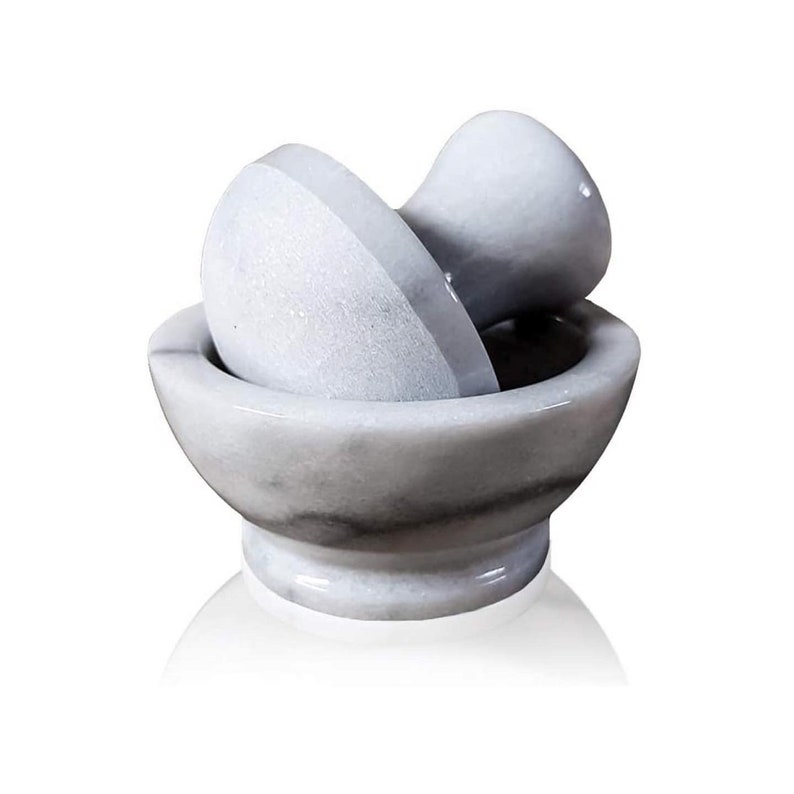 Marble mushroom mortar White