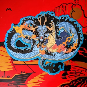 Autocollant forme dragon empereur ~ Autocollant imperméable en vinyle XL 5"