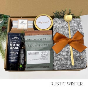 Gift Box for Men, Self Care Gift for Husband, Shower Steamer, Soap, Journal, Care Package for Him, Gift for Brother, Christmas Gift Box RUSTIC WINTER