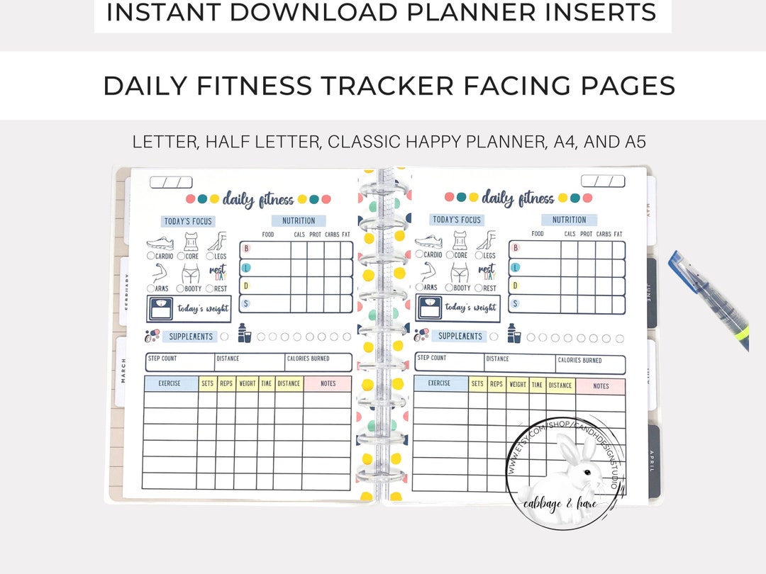 Fitness Planner Tracker, Exercise Log, Daily Fitness, Meals, Track