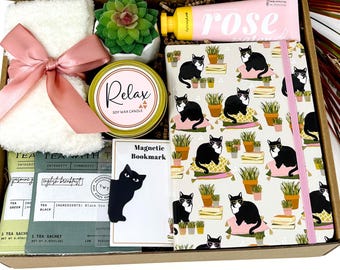 Care Package for Cat Mom, Cat Lovers Gift, Book Lovers Gift, Best Friend Gift, Self Care Box, Thinking of You Gift, Sending a Hug in a Box