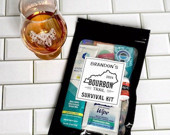 Hangover Kit, Bourbon Lovers Gift, Kentucky Bourbon Trail Survival Kit, Personalized, Birthday, Bachelor Party