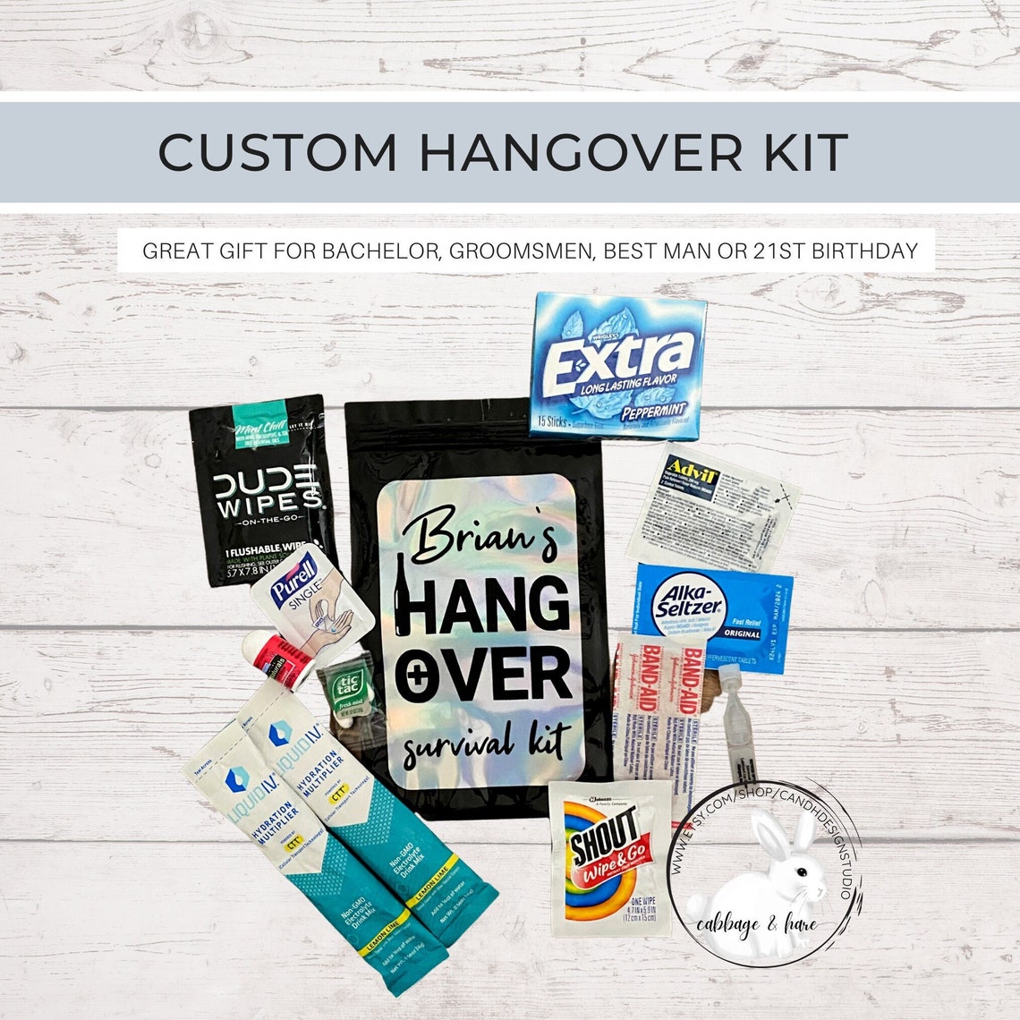 Men's Hangover Kit Bachelor Survival Kit Birthday - Etsy