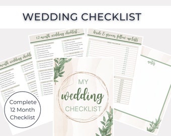 Printable Wedding Timeline, Wedding Checklist, Planning Timeline 12 Months Out, Printable Wedding Planner Pages
