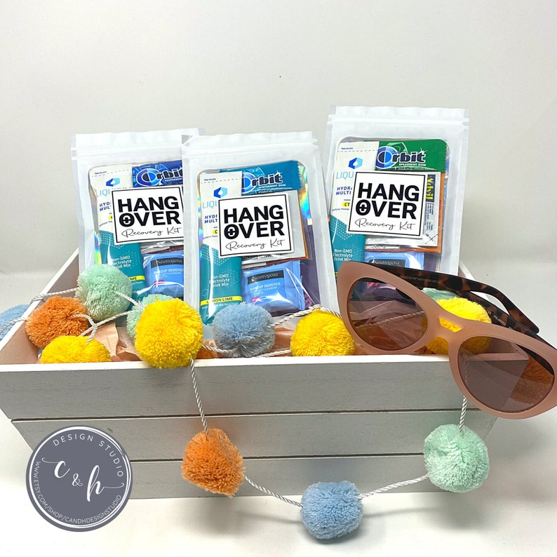 Hangover Kit, Self Care Kits for Girls' Trip, Bachelorette Hangover Kit, Adult Party Favors, Travels Hangover Kit Bag With Supplies image 2