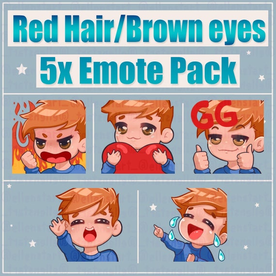 Red Hair & Brown Eyes Boy Premade Male Emote Pack X5 for - Etsy Red Hair & Brown Eyes Boy Premade Male Emote Pack X5 for - Etsy
