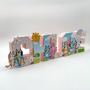 Letras 3D personalizadas de perro Bluey / Decoraciones de cumpleaños de Bluey / Fiesta de perro Bluey
