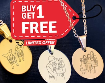 Buy One, Get One Free Custom Engraved Round Necklace - Personalized Photo Pendant