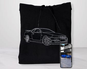 Embroidered Car Hoodie from Photo – Personalized Car Guy Gift