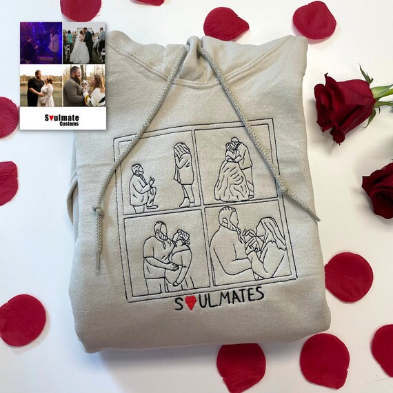 Embroidered Engagement Sweatshirt Custom Wedding Photo - Etsy