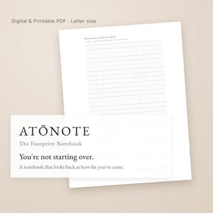 ATŌNOTE The Footprint Notebook | Small Wins & Goal Journal PDF | Motivation Log for Burnout, Perfectionism | Left-Handed Grid Printable