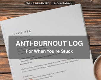 ATŌNOTE MomentumLog | Japanese Grid PDF Log for Perfectionism & Burnout, Undated, Printable, Supernote, template, left-hand, Minimalist