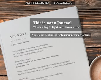 ATŌNOTE MomentumLog | Japanese Grid PDF Log for Perfectionism & Burnout, Undated, Printable, Supernote, template, left-hand, Minimalist
