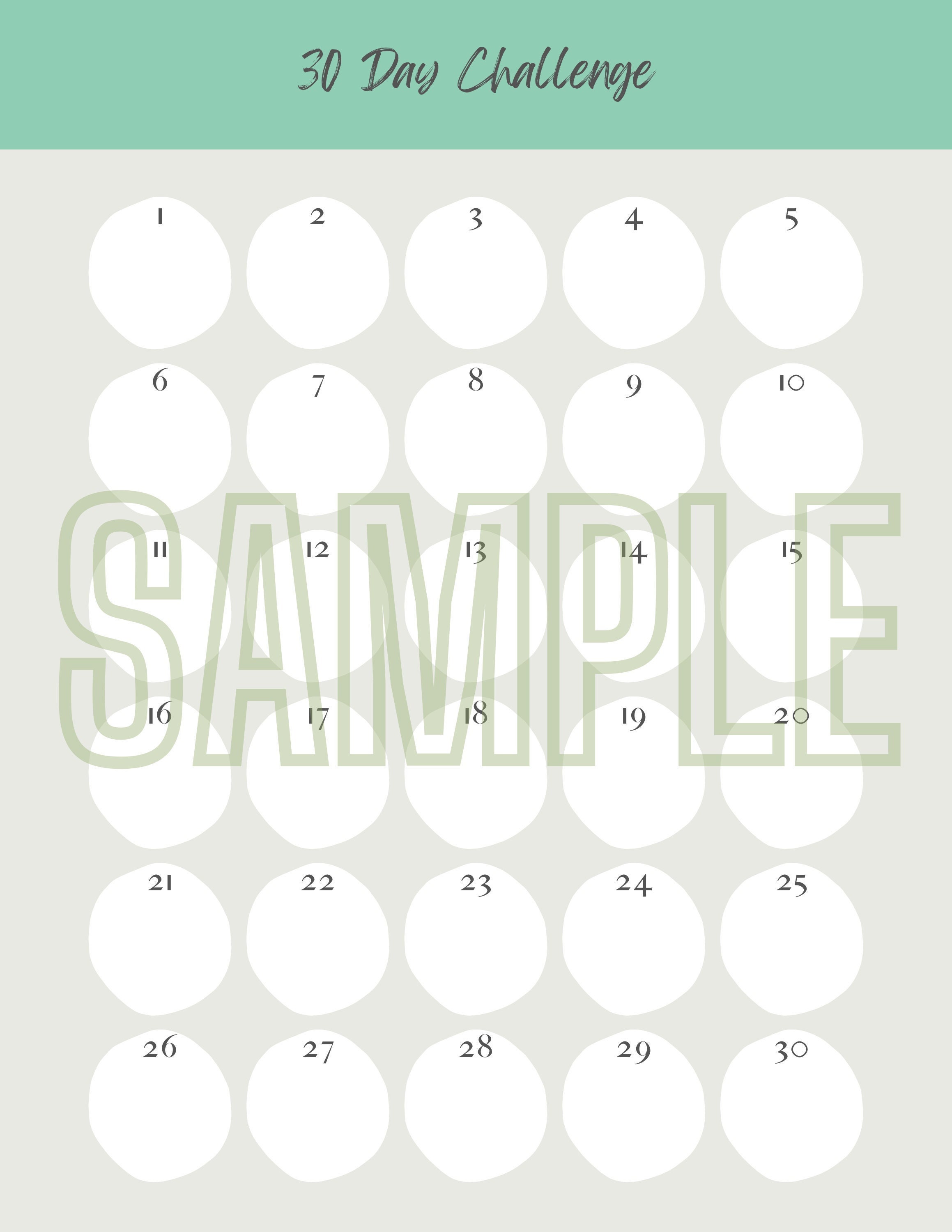 30 Day Challenge Blank Tracker - Etsy