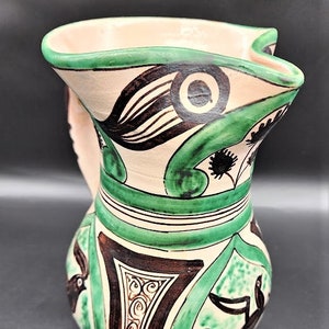 Vintage Hand-Painted Art Pottery Pitcher, Górriz Brothers, Spain