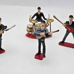 Figuras de plástico vintage de los Beatles de los años 60 para decorar tartas