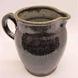Vintage Earthenware Pitcher, Hand Thrown Sandstone Clay Earthenware Pitcher with Speckled Glaze Signed and Dated