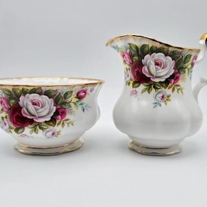 Vintage Royal Albert Bone China &quot;Celebration&quot; Patterned Creamer and Open Sugar Bowl