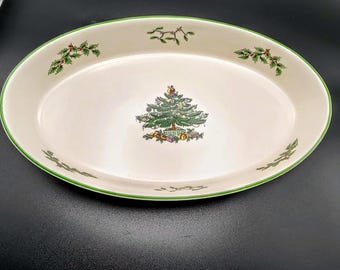 Teglia ovale per verdure con motivo ad albero di Natale vintage Spode